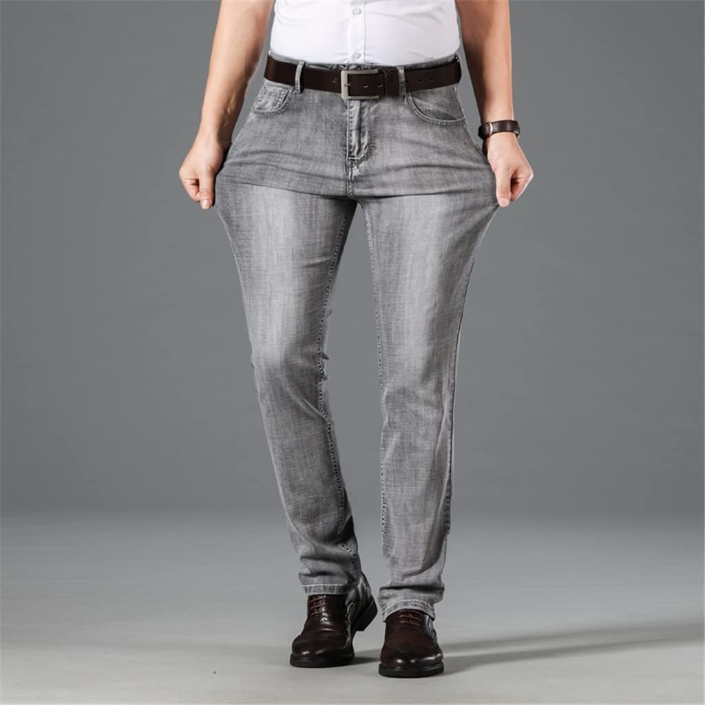 Denim Trousers Pants Male Men Grey Casual Jeans Business Stretch Straight Men's