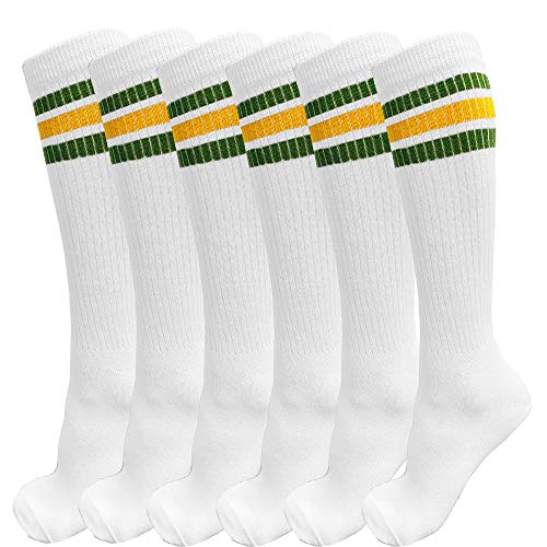 juDanzy 3 Pairs of Knee High Boys or Girls Stripe Team Tube Socks for Soccer, Basketball, baseball and Everyday Wear