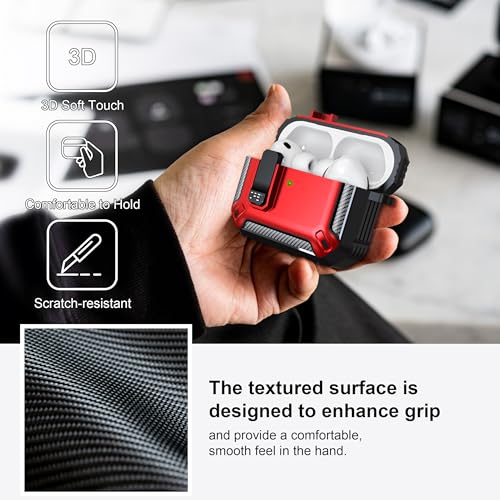 Image of AirPods Pro 3 Case with Magnetic Safety Lock Phone Stand Magsafe, Red