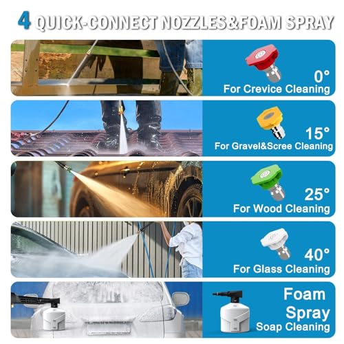 Image of 5000PSI PowerWasher with 4 Quick Coam Cannon for Car, Lane, Patio Cleaning