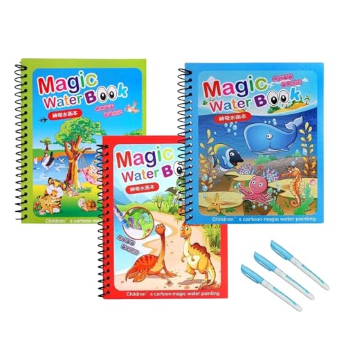 Image of Sakuya Magic Water Coloring Book |Mess-Free Colouring Book|Reusable Notepad with Magical Pen| Educational Doodle Book for Kids, Return Gifts for Birthdays, Kids, Boys, Girls- (Pack of 3)