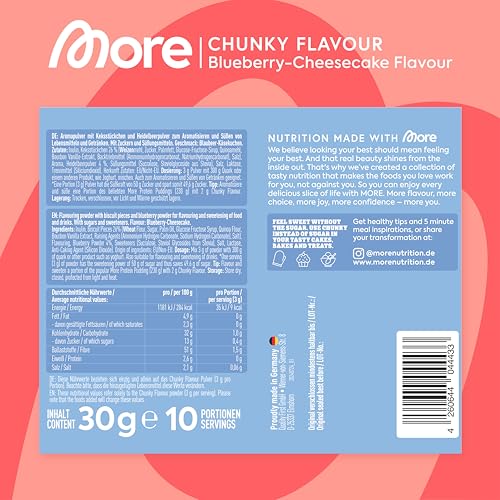 MORE Chunky Flavour Probenbundle, 6 x 30 g Sample, Geschmackspulver zum Süßen, ohne viel Zucker und Kalorien, mit Inulin und Laktase - made in Germany (Sorten können variieren)