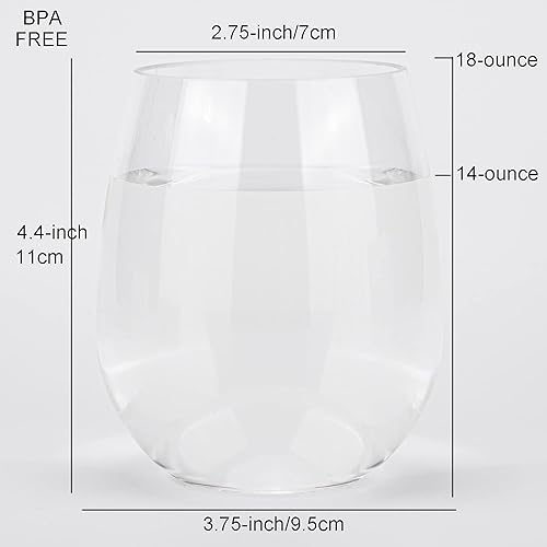 Miniatura 2 de KOXIN-KARLU Vasos de vino clásicos de acrílico sin tallo, de 18 onzas, vaso de plástico irrompible, juego de 6 vasos transparentes