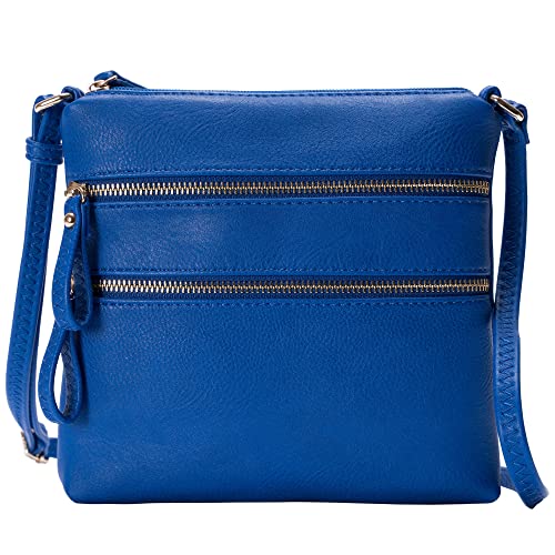 Image of Solene Small Multi Zipper Pocket Crossbody Bag with Adjustable Strap, Lightweight Travel Purse, Daily Small Messenger Pouch