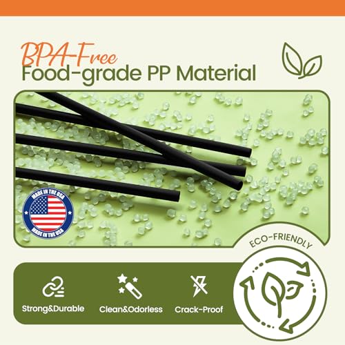 Image of Disposable Plastic Straws,500 PCS Individually Wrapped Black Drinking Straw