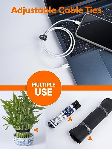 Image of CableCreation 100 Pcs Premium Reusable Cable Ties Adjustable 6 Inch Nylon Cable Ties Cable Management Cable Organizer Reusable Black