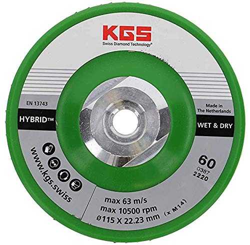 Discos de corte de diamante híbridos KGS 115 x M14, color dorado, grano 60 con conexión directa M14, apto para amoladora angular Cover