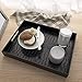Lyellfe Black Serving Tray with Handles, Decorative Ottoman Tray in Alligator Faux Leather, 17x12 Inch Rectangular for Coffee Table, Living Room, Bed or Dressing Table