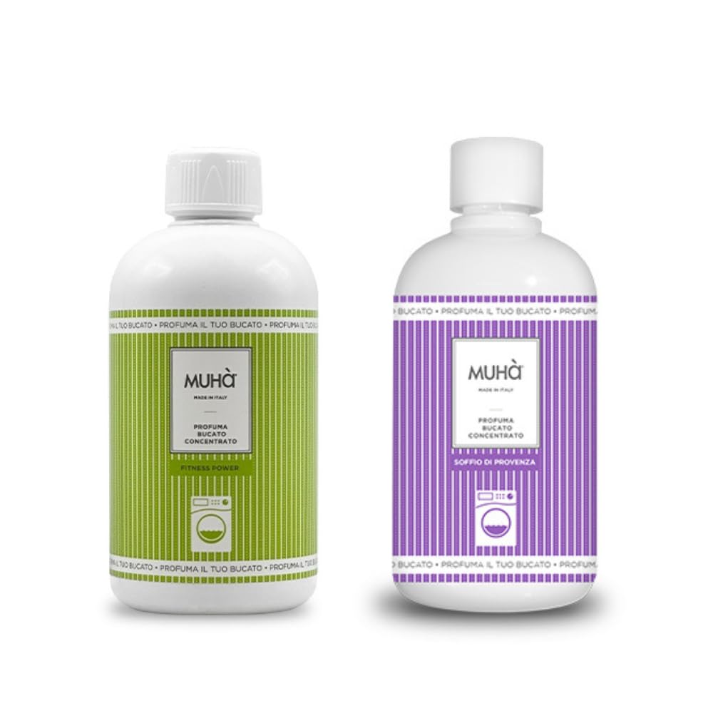 Packung mit zwei Duftkonzentraten für Wäsche, intensiver und langanhaltender Duft, 400 ml – Fitness Power + Hauch der Provence, insgesamt 800 ml, langanhaltende Frische