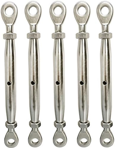 Prolinemax 5 piezas tensor de acero inoxidable marino cerrado tipo ojal- ojal, 3/16'', capacidad de carga de trabajo de 200 lb miniatura 1