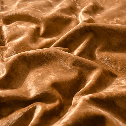 Fredsure Distressed Velvet Comforter Set, 5 Pieces Gold Caramel King, Distressed Velvet Face And Brushed Microfiber Reverse #TOP4
