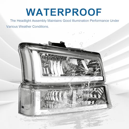 Image of LED DRL Headlights Assembly fit 2003-2006 Chevy Silverado