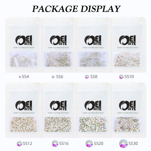 Image of Crystal AB Flatback Rhinestones SS20 (4.6-4.8mm), 1440pcs Glass Nail Gems, Non Hotfix Rhinestones for Nails, Crafts, Clothing, DIY Bling Decorations