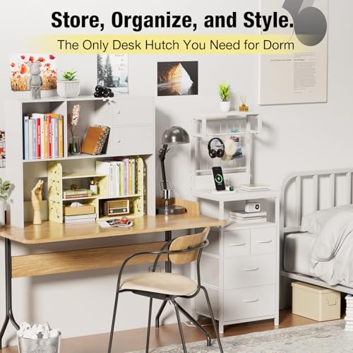 Image of YGYQZ Adjustable Desktop Organizer Shelf - Space-Saving Desk Shelves & Desktop Bookshelf for Office, Home & Dorm - Sturdy PVC Desk Book Organizer with Non-Slip Feet, Easy Assembly