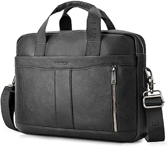 SPAHER Mens Leather Laptop Bag Briefcases for Men 15.6 Inch Leather Briefcase Business Work Laptop Handbag Shoulder Bag Messenger Bag with Removable Strap