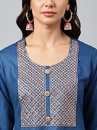 Image of ANNI DESIGNER Women's Cotton Blend Kurta with Pant & Dupatta