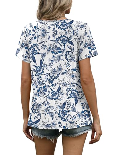 Image of WIHOLL Women T Shirts Pleated Short Sleeve Tops Business Casual Dressy Blouses