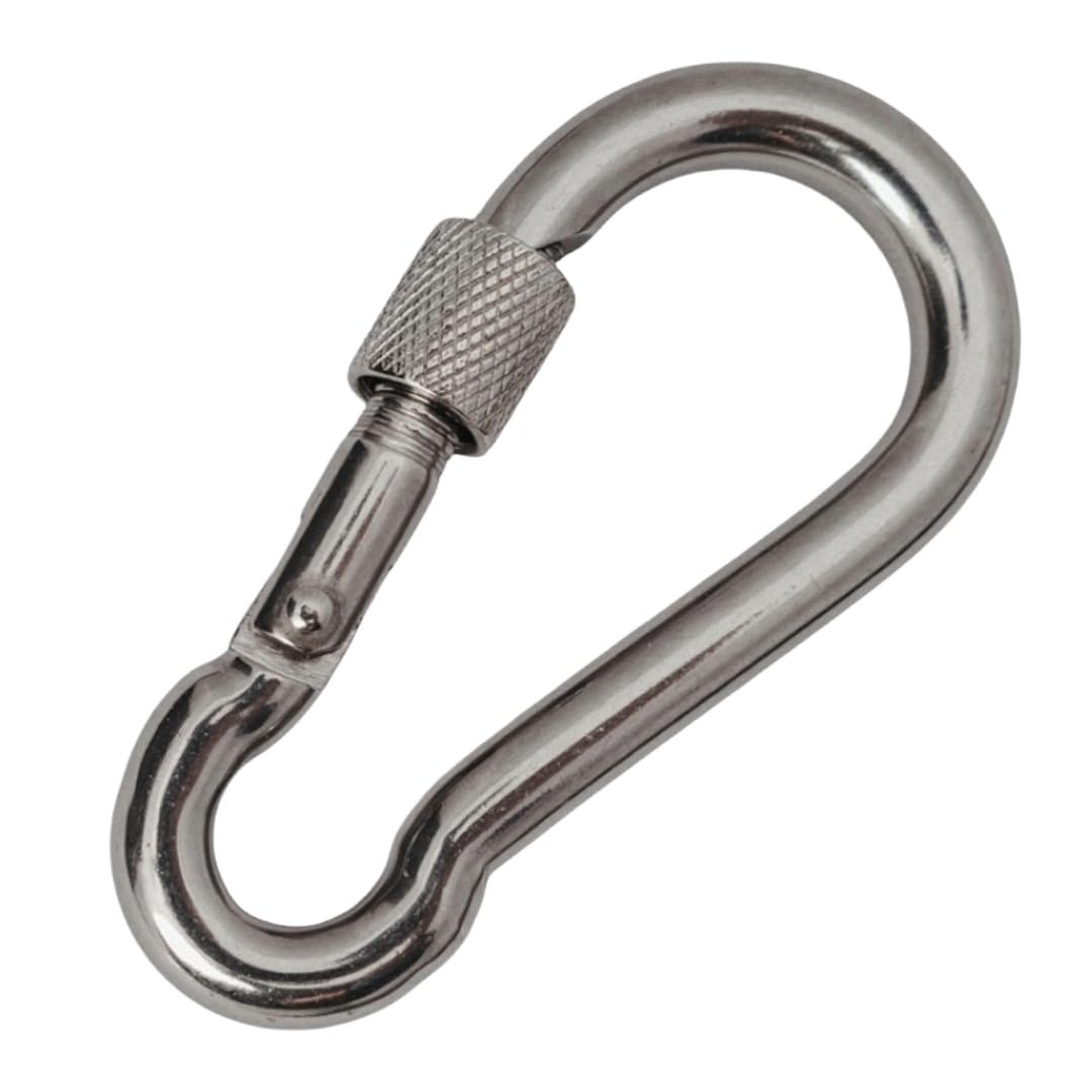 Stainless Steel Spring Snap Hook Carabiner Quicklink Keyring Clip Safety Lock Chain for Outdoor Traveling Backpack, Gym, Hiking, Camping, Mountain Climbing, Weight Lifting 2 Pcs (Screw Model, 6MM)-image-28