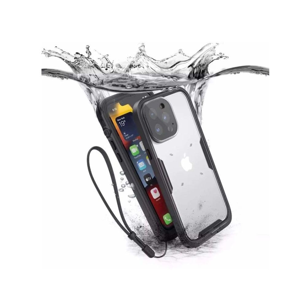 Catalyst - Cover Impermeabile e Antiurto Protezione Totale, custodia resistente alle cadute, alta protezione per iPhone 14 - retro trasparente e bordo rinforzato in gomma nero