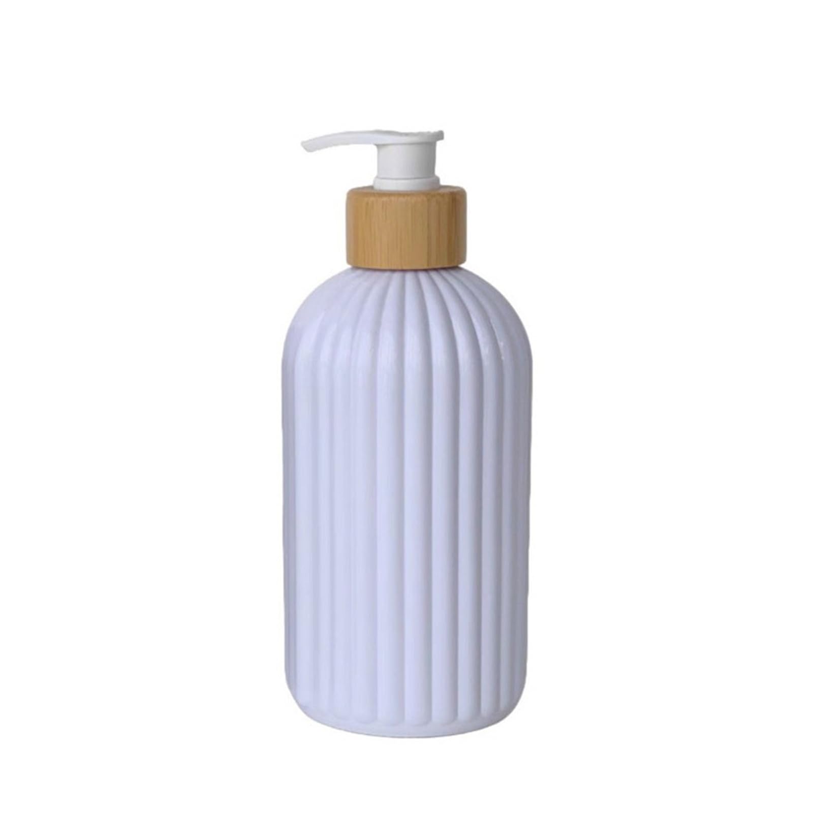 Pump Bottle Dispenser 500ml Strip Soap Dispenser with Bamboo Pump Refillable Bottle Shampoo Conditioner