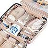 NISHEL Travel Toiletry Bag for women, Portable Hanging Organizer for Travel-Sized Shampoo, Conditioner, Brushes Set, makeup Accessories, Medium Size, Pink #5