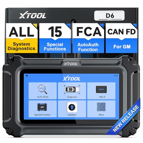 OBD2 Scanner Diagnostic Tool XTOOL D6: All System Scanner for Car with Free Updates, 15 Resets, Throttle Body Relearn, ABS Bleed, FCA AutoAuth & CAN FD, 2025 Upgrade Ver. of XTOOL D5/D5S