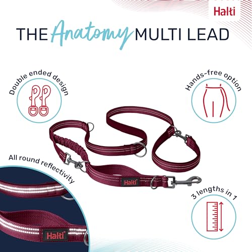 Image of Halti Anatomy Multifunctional Dog Leash | Size Large, Magenta | Shock Absorbing Double-Ended Leash, Ideal for Puppy and Dog Walking & Training. Comfortable to Hold, Reflective & Lightweight