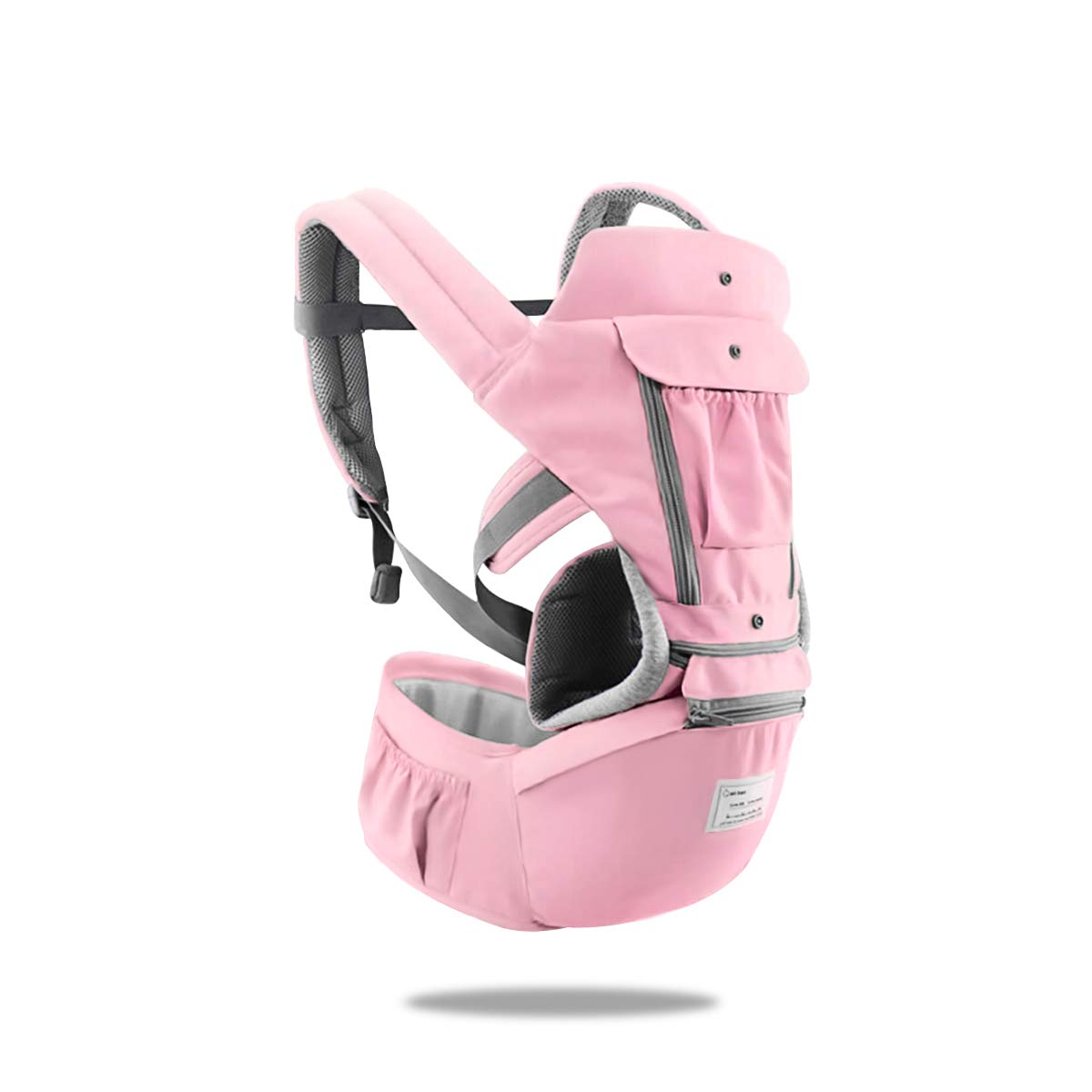 SONARIN 3 en 1 Multifuncional Hipseat Baby Carrier, Portador de bebé,Anverso y Reverso,100% Algodón,Ergonómica, Tamaño Libre(Rosado)