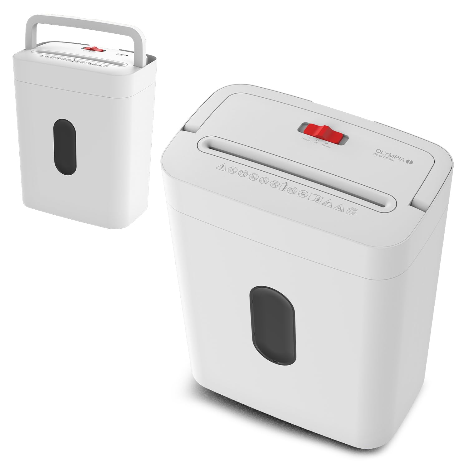 OLYMPIA PS 54 CC Pro Aktenvernichter | Papierschredder mit Partikelschnitt 4×38 mm | Schredder Aktenvernichter für Home Office | Shredder Papier 8-Blatt | Mit universal Aufsatz | Paper Shredder