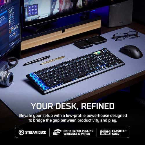 Image of Corsair Vanguard AIR 99 Wireless Low-Profile Optical-Mechanical RGB Gaming Keyboard - QWERTY US, 99% Layout, OPX Switches, 8000Hz Hyper-Polling, Stream Deck Integration, Flashtap SOCD - Black