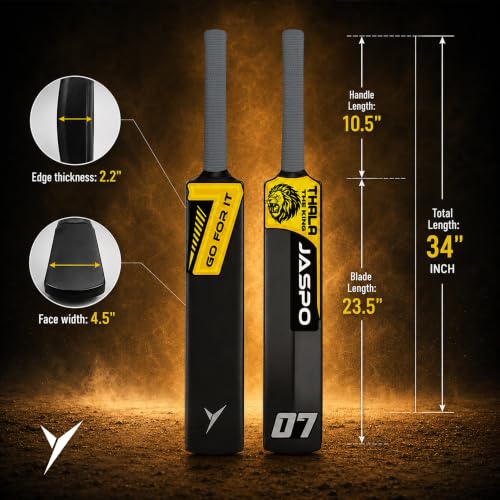 Image of Jaspo Thala Cricket Bat Hard Plastic Tennis Cricket Full Size Bat (34 X 4.5 Inches) for All Age Groups (Thala)