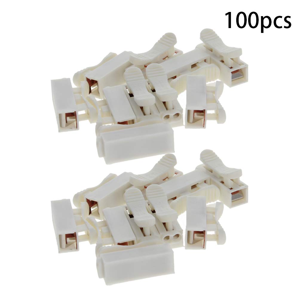 Fielect 100Pcs CH-1P(XPE012) Premium Spring Wire Connectors Screw Quick Terminal Barrier Block for LED Strip Light Wire Connecting