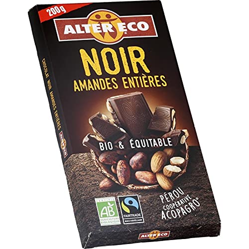 ALTER ECO - Chocolat Noir Amandes Entieres 200G - Lot De 3