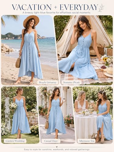 Image of BROVAVE Women's 2026 Summer Casual Boho Sundress Spaghetti Strap Midi Dress