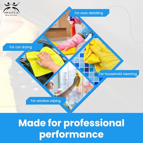 Image of AM Safe-X Microfiber Cloth for Car 500 GSM 40x40 cms 1 Pcs Yellow & Grey Twisted Loop Super Absorbent Towel, Edgeless Design with Plush Pile & Lint Free Cloth for Drying & Detailing