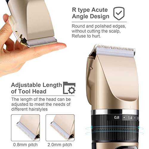 Hair Clippers for Men Professional Cordless Barber Clippers for Hair Cutting Beard Trimmer USB Rechargeable Hair Clippers with LED Display - Image 4