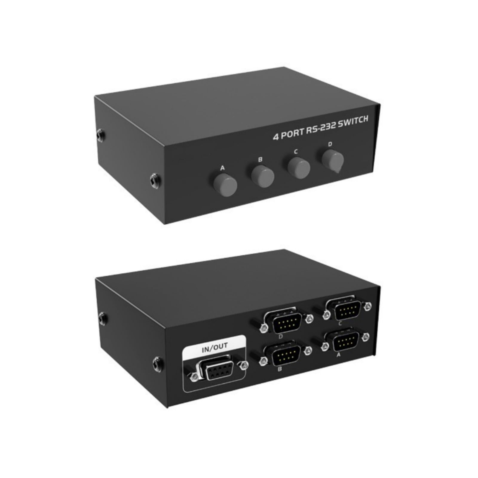 Serial DB9 Pin RS232 Switcher Sharer Splitter 4 in 1 Out 2 in 1 Out 1 in 4 Out Bidirectional Switching (1 Host at a time) 4 Computer Hosts Laptop Sharing Monitor or Hard Disk