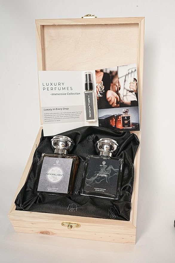 Haze & Moonlight Perfume Duo by Mohit Sultania - Day & Night Fragrance Set, Citrus & Woody (Haze), Spicy & Amber (Moonlight), 2x 50ML Eau De Parfum