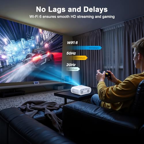 Image of 1500 ANSI Smart Projector, HOMPOW 4K Projector with WiFi and Bluetooth, Mini Projector, Built-in Streaming System, Projector with Apps, Outdoor Projector, Home Projector for iOS /Android
