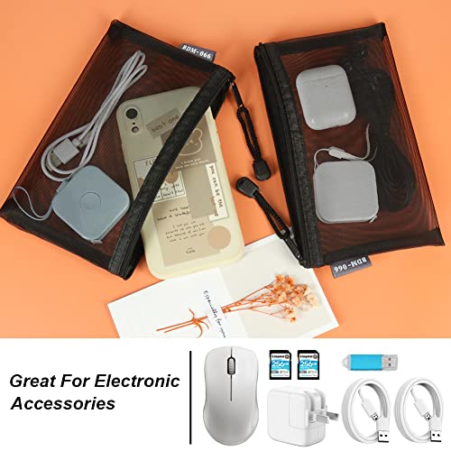 6 Pcs Small Makeup Bag for Purse, Mesh Cosmetic Bags, Portable Mesh Zipper Pouch Toiletry Bag Organizing Pouches for Travel (Black)4