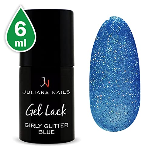 Juliana Nails - Gel Lack | 5 Farben | Girly Glitter - 6ml / 15 ml - UV / LED (6ml, Blue) – Bild 3