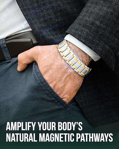 Image of MagnetRX 3X Strength Titanium Magnetic Bracelet - Magnetic Bracelets for Men - Premium Fold-Over Clasp and Adjustable Length with Sizing Tool