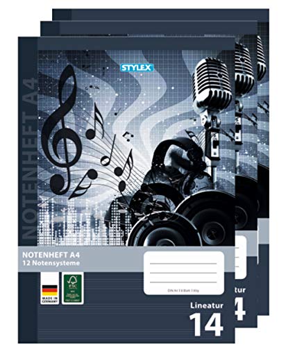 3 Notenhefte DIN A4 Schulheft Lineatur 14 Cover