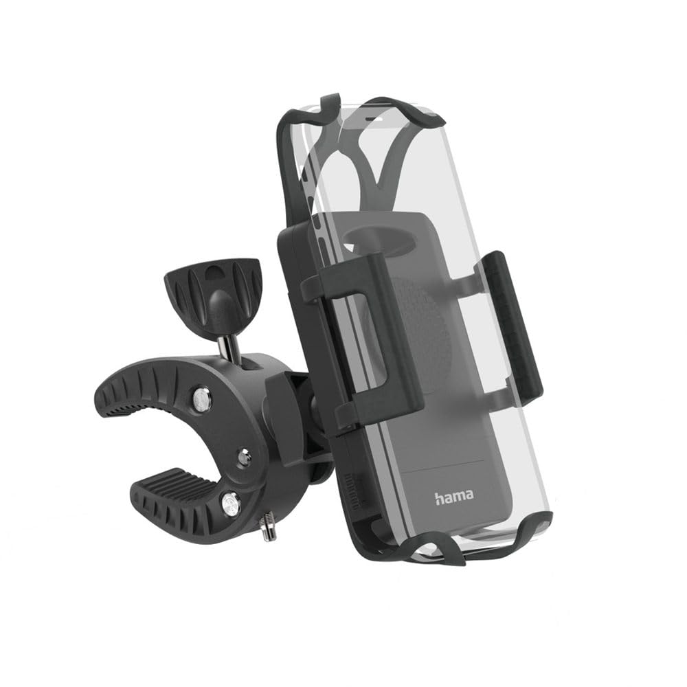 Hama Universal-Smartphone-Halterung am Lenker (5–9 cm Breite, 360° Drehung, Schwarz)