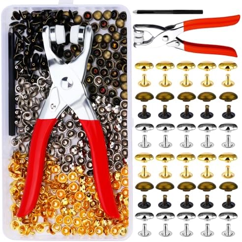 180 Sets 8 mm Ledernieten, runde Kappen-Ledernieten, 3 Farben Kappen ...