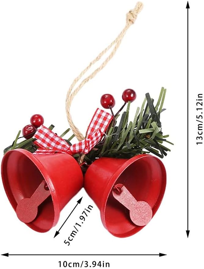 3pc 4.5cm Christmas Bell Ornament Metal Dual Bell Christmas Tree Hang Pendant Hang on Doordecor (Color : White Size : 13 * 10 * 5cm)