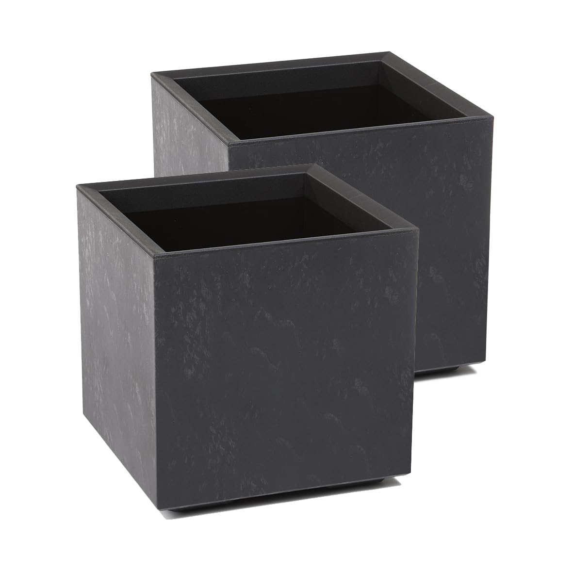 Kreher Set: 2 x XL Pflanzkasten Karo in verschiedenen Formaten und Farben. Tolle Beton Optik in Grau oder Anthrazit! Aus robustem recyceltem Kunststoff! (36 Liter Anthrazit)