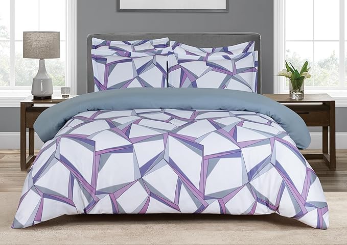 Majestic Giftware Madison Linen 4 Pcs 48" Full Size Duvet Bedding Set (BL502-48F-4pcs) Tokyo Comfort - Mauve 300 TC 100% Cotton Sateen |1 Fitted Sheet, 1 Duvet, 2 Pillowcases - Choice Collection