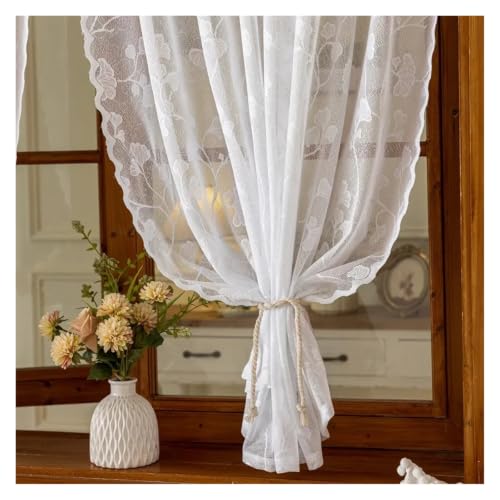 Cortina transparente tul para sala de estar pack de 2 paneles decorativos 4