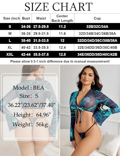 Image of Avidlove Sheer Cardigan for Women Mesh Shrug Bolero Y2K Tie Front Tops Rave Outfits Short Shawl Top with Free G-String